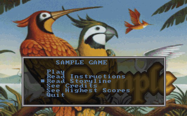 Main menu of the Game-Maker sample game
